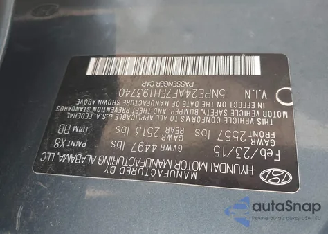 2015 Hyundai Sonata Se z USA, uszkodzony, nr VIN 5NPE24AF7FH193740